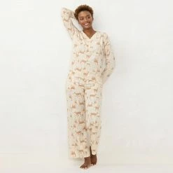Women's LC Lauren Conrad Long Sleeve Henley Pajama Top & Pajama Pants Sleep Set Wine Forest Ditsy -LC Lauren Conrad Shop unnamed file 1009