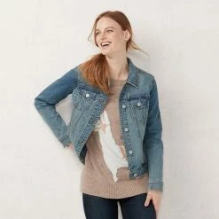 Petite LC Lauren Conrad Denim Jacket Light Vintage Wash