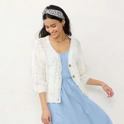 Women's LC Lauren Conrad Chevron Pointelle Cardigan Ivory Tusk -LC Lauren Conrad Shop unnamed file 1060