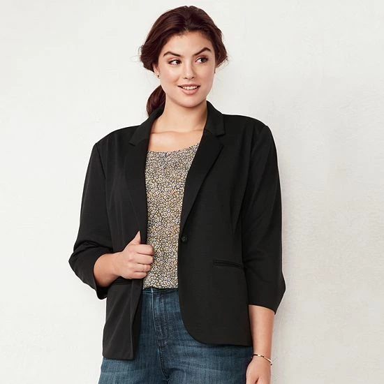 Plus Size LC Lauren Conrad Fitted Ponte Blazer 1 Plus Size LC Lauren Conrad Fitted Ponte Blazer