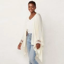 Women's LC Lauren Conrad Lace-Trimmed Ruana