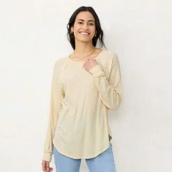 Petite LC Lauren Conrad Three Quarter Sleeve Raglan Ruffle Tunic Wine Chalet -LC Lauren Conrad Shop unnamed file 1087