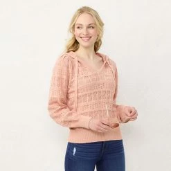 Women's LC Lauren Conrad Pointelle Hoodie Ease Blue -LC Lauren Conrad Shop unnamed file 1093