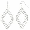 LC Lauren Conrad Geometric Nickel Free Drop Earrings Silver Tone