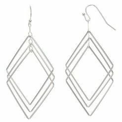 LC Lauren Conrad Geometric Nickel Free Drop Earrings Silver Tone -LC Lauren Conrad Shop unnamed file 1103