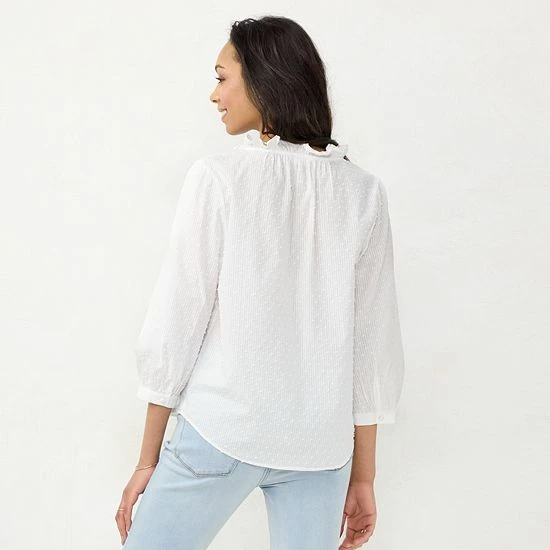 Women's LC Lauren Conrad Textured Ruffled Blouse 2 Women's LC Lauren Conrad Textured Ruffled Blouse - Image 2