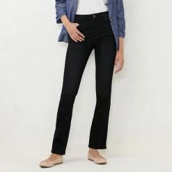 Petite LC Lauren Conrad High-Waisted Barely Bootcut Jeans Glenn Wash