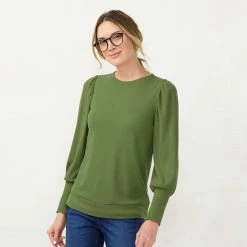 Petite LC Lauren Conrad Pleated Balloon-Sleeve Top Bare Linen -LC Lauren Conrad Shop unnamed file 1194