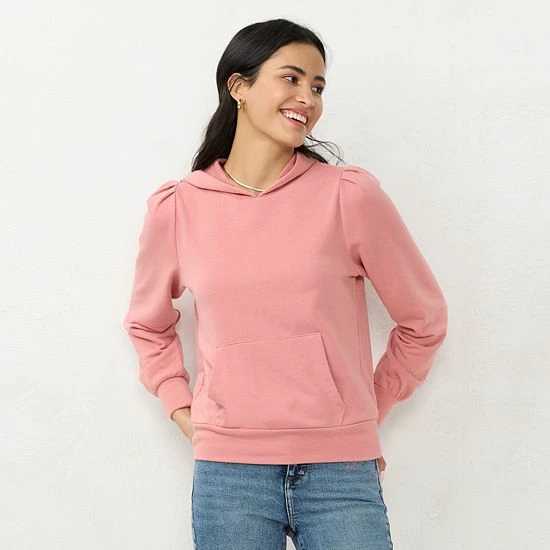 Petite LC Lauren Conrad Pleated French Terry Hoodie Crafted Butterfly 2 Petite LC Lauren Conrad Pleated French Terry Hoodie Crafted Butterfly - Image 2