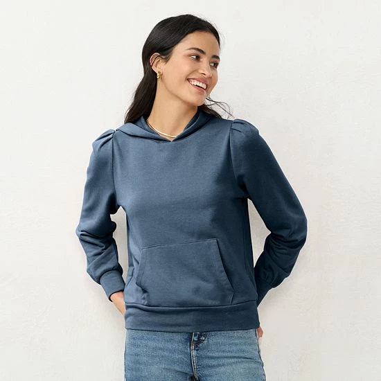 Petite LC Lauren Conrad Pleated French Terry Hoodie Crafted Butterfly 4 Petite LC Lauren Conrad Pleated French Terry Hoodie Crafted Butterfly - Image 4