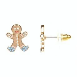LC Lauren Conrad Gold Tone Gingerbread Man Stud Earrings