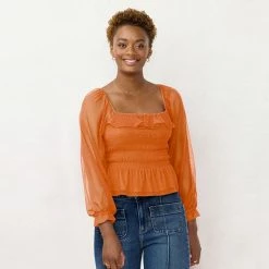 Women's LC Lauren Conrad Smocked Peplum Top Jersey Pink -LC Lauren Conrad Shop unnamed file 1264