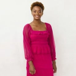 Women's LC Lauren Conrad Smocked Peplum Top Jersey Pink -LC Lauren Conrad Shop unnamed file 1265