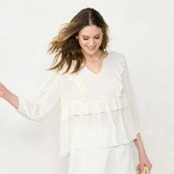 Women's LC Lauren Conrad Smocked Ruffle Blouse