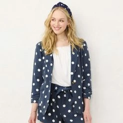 Women's LC Lauren Conrad Ruched Sleeve Blazer Navy Dots -LC Lauren Conrad Shop unnamed file 1271