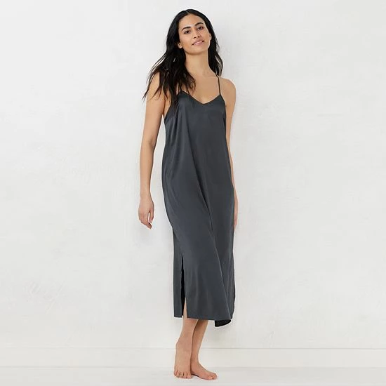 Women's LC Lauren Conrad Satin Midi Chemise Peach Swirl 5 Women's LC Lauren Conrad Satin Midi Chemise Peach Swirl - Image 5