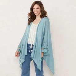 Women's LC Lauren Conrad Lace-Trimmed Ruana Stone Blue -LC Lauren Conrad Shop unnamed file 1280