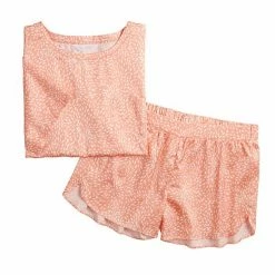 Women's LC Lauren Conrad Satin Pajama Top & Pajama Shorts Sleep Set Peach Swirl -LC Lauren Conrad Shop unnamed file 1287