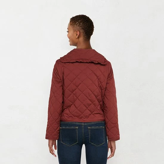 Women's LC Lauren Conrad Ruffle Quilted Jacket Dreamy Black 2 Women's LC Lauren Conrad Ruffle Quilted Jacket Dreamy Black - Image 2