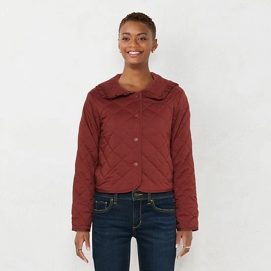 Women's LC Lauren Conrad Ruffle Quilted Jacket Dreamy Black 5 Women's LC Lauren Conrad Ruffle Quilted Jacket Dreamy Black - Image 5