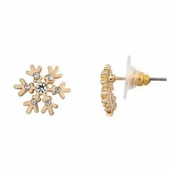 LC Lauren Conrad Snowflake Nickel Free Button Earrings Silver Tone
