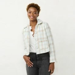 Petite LC Lauren Conrad Twill Crop Jacket