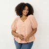 Plus Size LC Lauren Conrad Puff-Sleeve Peplum Hem Blouse