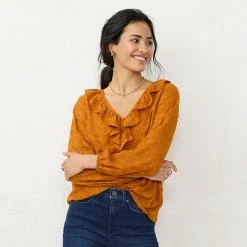 Women's LC Lauren Conrad Ruffled Peasant Blouse Crafted Butterfly -LC Lauren Conrad Shop unnamed file 137