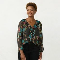 Women's LC Lauren Conrad Ruffled Peasant Blouse Crafted Butterfly -LC Lauren Conrad Shop unnamed file 138