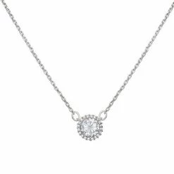 LC Lauren Conrad Dainty Cubic Zirconia Necklace Silver Tone