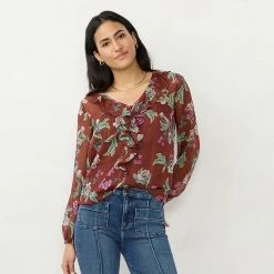 Women's LC Lauren Conrad Ruffled Peasant Blouse Crafted Butterfly -LC Lauren Conrad Shop unnamed file 139