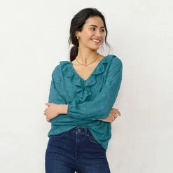 Women's LC Lauren Conrad Ruffled Peasant Blouse Crafted Butterfly -LC Lauren Conrad Shop unnamed file 140