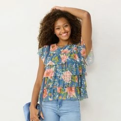 Women's LC Lauren Conrad Tiered Ruffle Top Jersey Pink -LC Lauren Conrad Shop unnamed file 1403