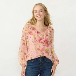 Women's LC Lauren Conrad Ruffled Peasant Blouse Crafted Butterfly -LC Lauren Conrad Shop unnamed file 141