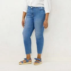 Plus Size LC Lauren Conrad Raw-Hem Mid-Rise 5-pocket Skinny Jeans