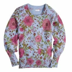 Women's LC Lauren Conrad Floral Print Crewneck Sweater Blue Pressed Peony -LC Lauren Conrad Shop unnamed file 147