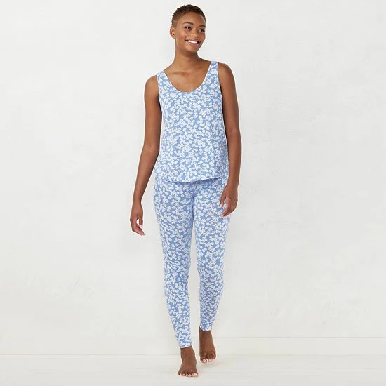 Women's LC Lauren Conrad Pajama Tank & Cuffed Pajama Pants Sleep Set Ivory Swirl 7 Women's LC Lauren Conrad Pajama Tank & Cuffed Pajama Pants Sleep Set Ivory Swirl - Image 7