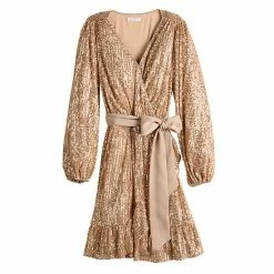 Women's LC Lauren Conrad Faux-Wrap Fit & Flare Dress Relaxed Peach Sequin -LC Lauren Conrad Shop unnamed file 1482