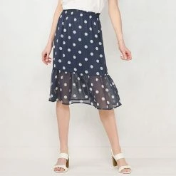 Women's LC Lauren Conrad Tiered Smock-Waist Midi Skirt Navy Lemons