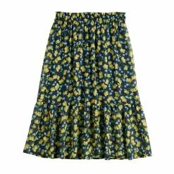 Women's LC Lauren Conrad Tiered Smock-Waist Midi Skirt Navy Lemons -LC Lauren Conrad Shop unnamed file 1489