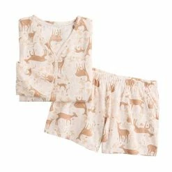 Women's LC Lauren Conrad Long Sleeve Henley Pajama Top & Pajama Shorts Sleep Set Wine Forest Ditsy -LC Lauren Conrad Shop unnamed file 1496