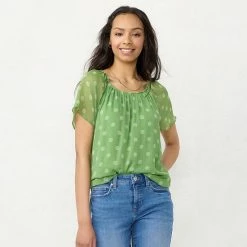 Petite LC Lauren Conrad Flowy Shirred Top Blue Sprigs -LC Lauren Conrad Shop unnamed file 1520