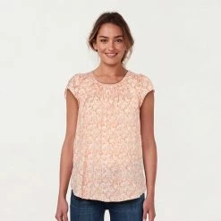 Petite LC Lauren Conrad Flowy Shirred Top Blue Sprigs -LC Lauren Conrad Shop unnamed file 1523