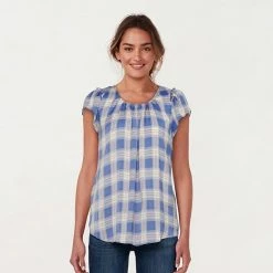 Petite LC Lauren Conrad Flowy Shirred Top Blue Sprigs -LC Lauren Conrad Shop unnamed file 1524