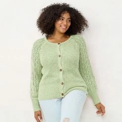 Plus Size LC Lauren Conrad Pointelle Cardigan Angel Mint -LC Lauren Conrad Shop unnamed file 1528