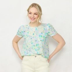 Women's LC Lauren Conrad Rumpled Sleeve Tee Navy Villa Ditzy -LC Lauren Conrad Shop unnamed file 1544