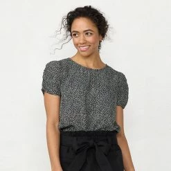 Women's LC Lauren Conrad Rumpled Sleeve Tee Navy Villa Ditzy -LC Lauren Conrad Shop unnamed file 1547