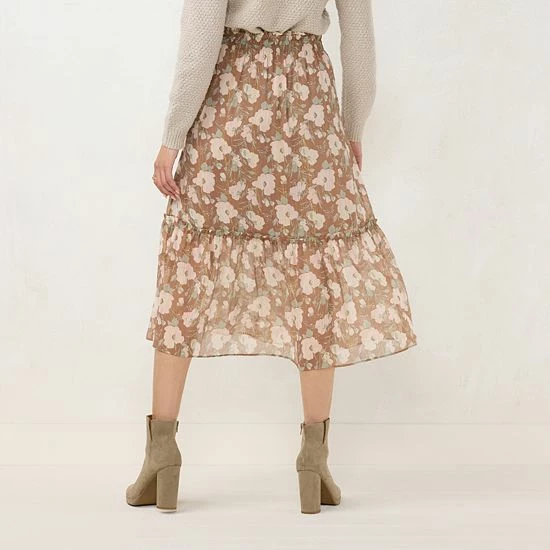 Women's LC Lauren Conrad Smocked Flounce Midi Skirt 2 Women's LC Lauren Conrad Smocked Flounce Midi Skirt - Image 2