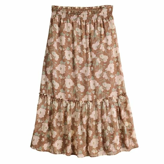 Women's LC Lauren Conrad Smocked Flounce Midi Skirt 3 Women's LC Lauren Conrad Smocked Flounce Midi Skirt - Image 3