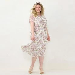 Plus Size LC Lauren Conrad Flutter Sleeve Wrap Dress Brimfield Bouquet